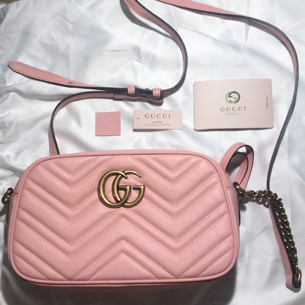 Gucci auth marmont small shoulder bag/pink